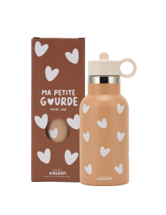 Gourde isotherme Caramel Cœurs Blancs