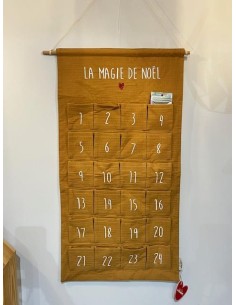 Calendrier de l'Avent en Tissu Gaze de Coton Caramel