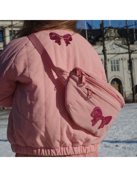 Sac Banane Nœud à Sequins Rose