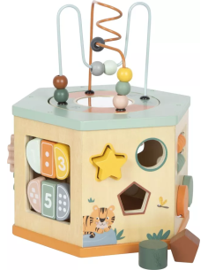 Cube d'Activité en Bois - Heptagone - Safari