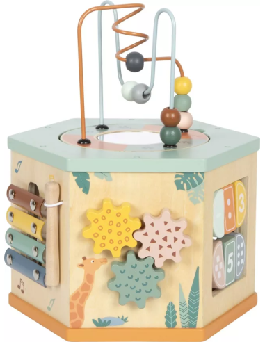 Cube d'Activité en Bois - Heptagone - Safari