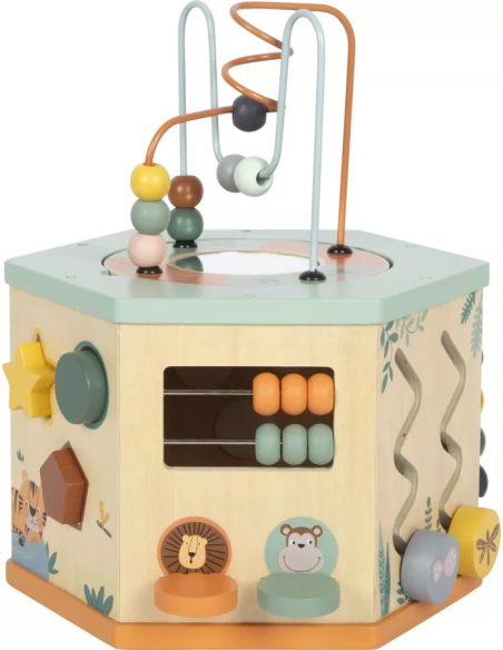 Cube d'Activité en Bois - Heptagone - Safari