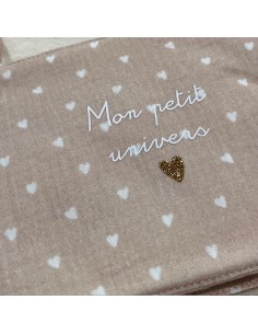 Album photo en Tissu - Gaze Petits Cœurs Nude - mon petit... 2