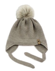 Bonnet Maé Pompon Taupe avec Pompon et lien d'attache en...