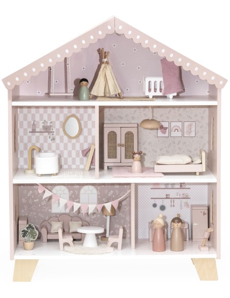 Maison de Poupée en Bois Rose - Label Label