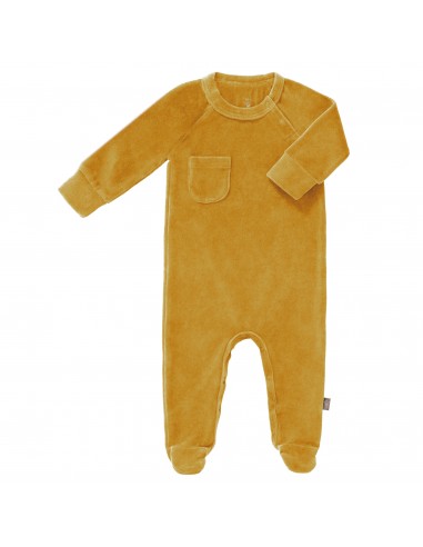 Pyjama Velours Jaune moutarde avec pieds