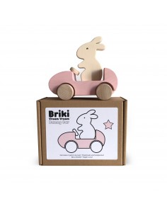 Voiture & Lapin en bois Bunny Car Rose 2