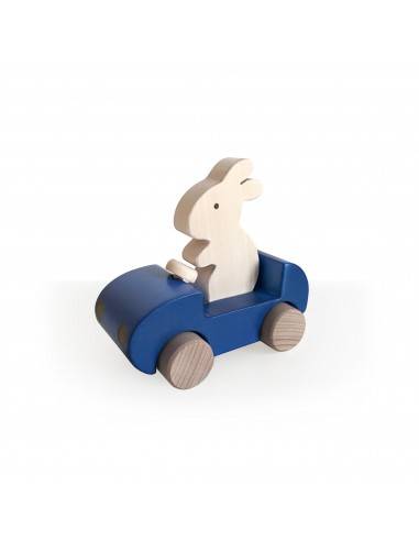 Voiture & Lapin en bois Bunny Car Bleu roi