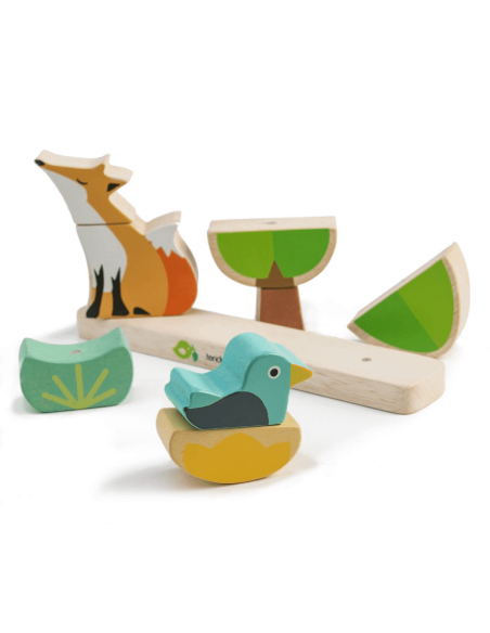 Jouet empilable aimanté petit renard en bois