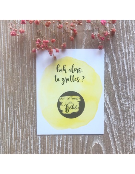 Carte annonce de grossesse à gratter - On attend un bébé