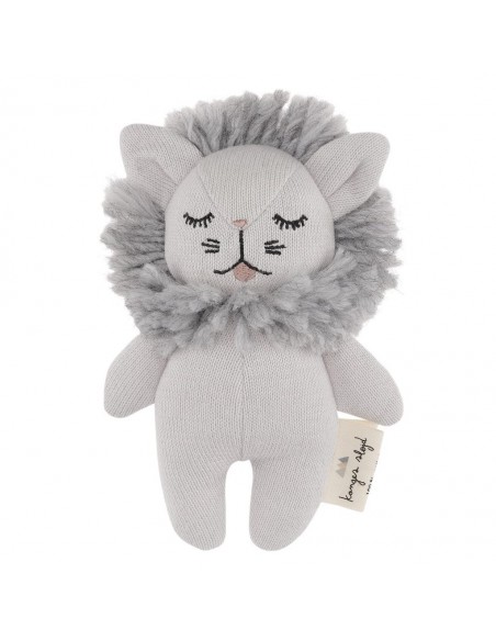 Hochet Mini Lion Gris clair en coton biologique