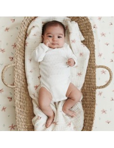 Lange en coton biologique imprimé Fleurs Windflower Crème 2