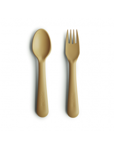 Set de couverts enfant Mushie Jaune moutarde