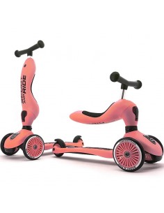 Porteur 2 en 1 évolutif en trottinette 1 à 5 ans Pêche